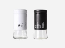 Salero especiero vidrio blanco y negro 